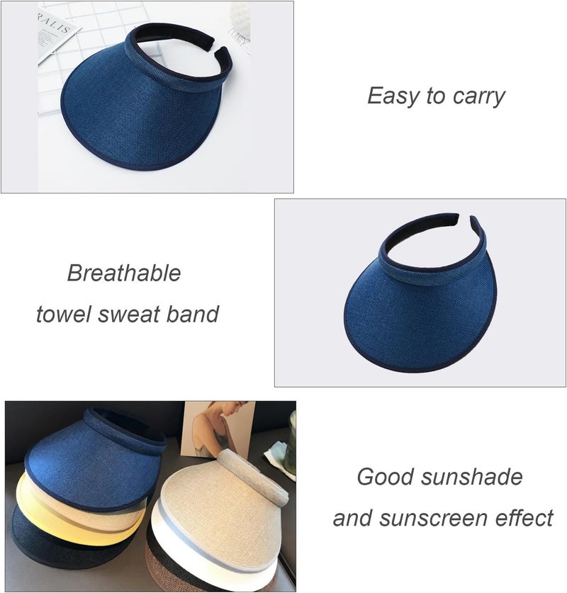 jecvxor Cloth Covered Slip-On Visor for Women, Adjustable Cap Sports Sun Visors for Men - Image 3